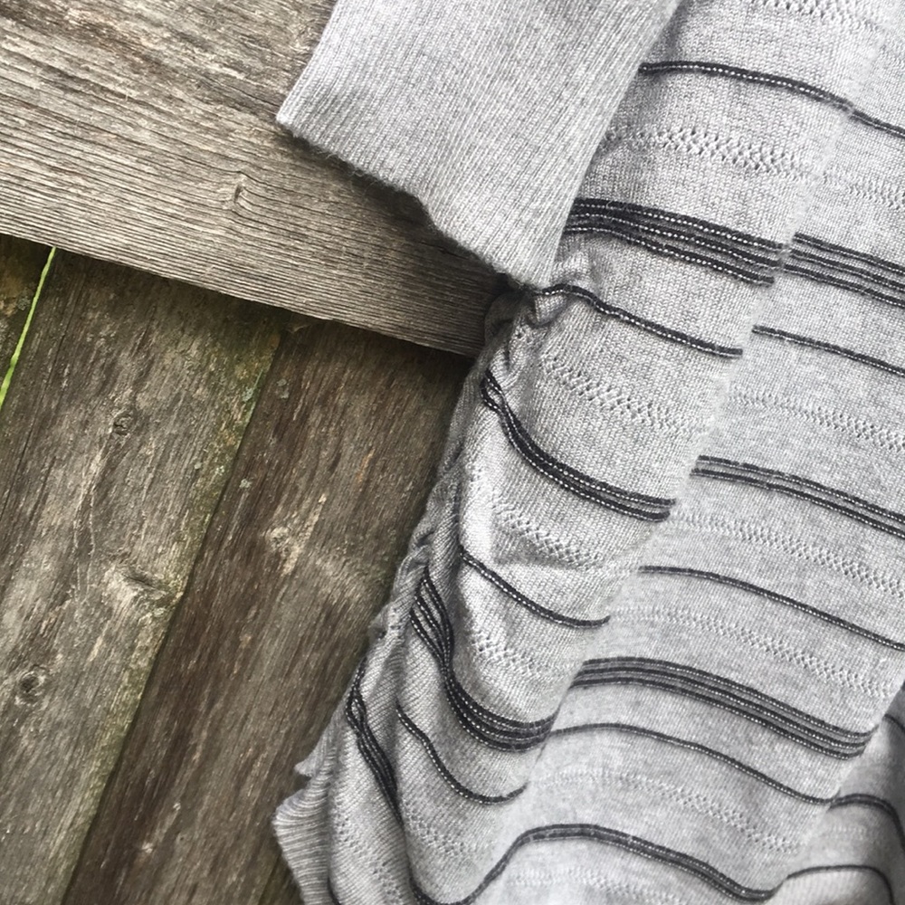 Avenue Grey Striped 3/4 Sleeve Sweater 18/20